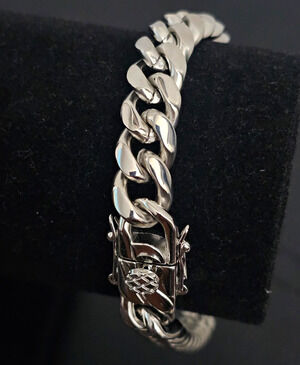 9in Stainless Steel-10.1mm Cuban Link Bracelet w/push button box lock